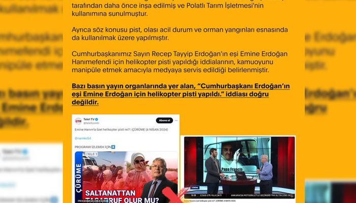 "Emine Erdoğan için helikopter pisti yapıldığı" iddiasına ilişkin DMM açıklaması